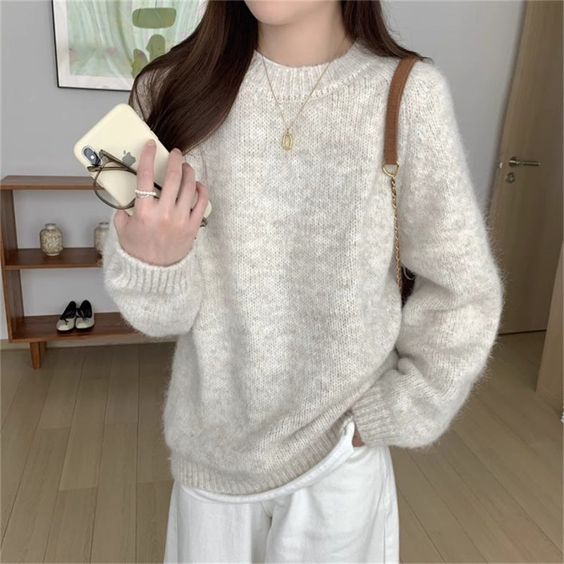 Loose Fit Round Neck Pullover Sweater