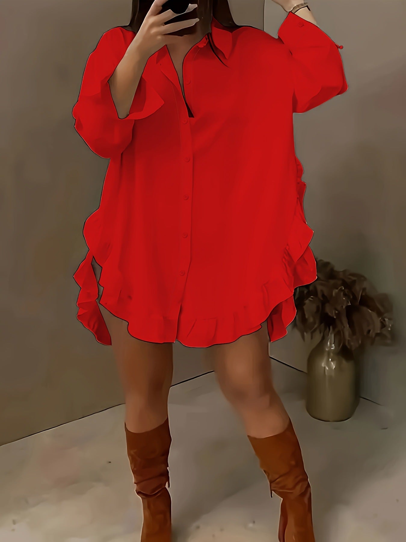 Ruffled loose-fit shirt