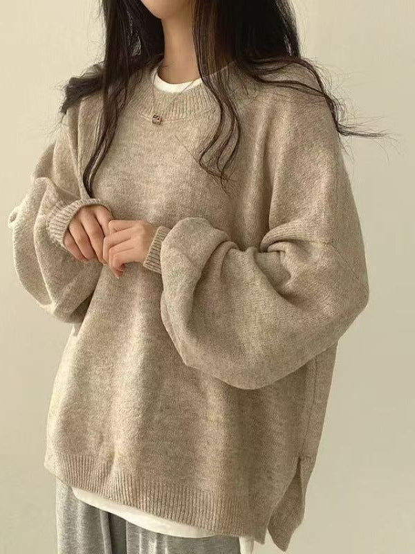 Womens Loose Knit Sweater Lantern Sleeves