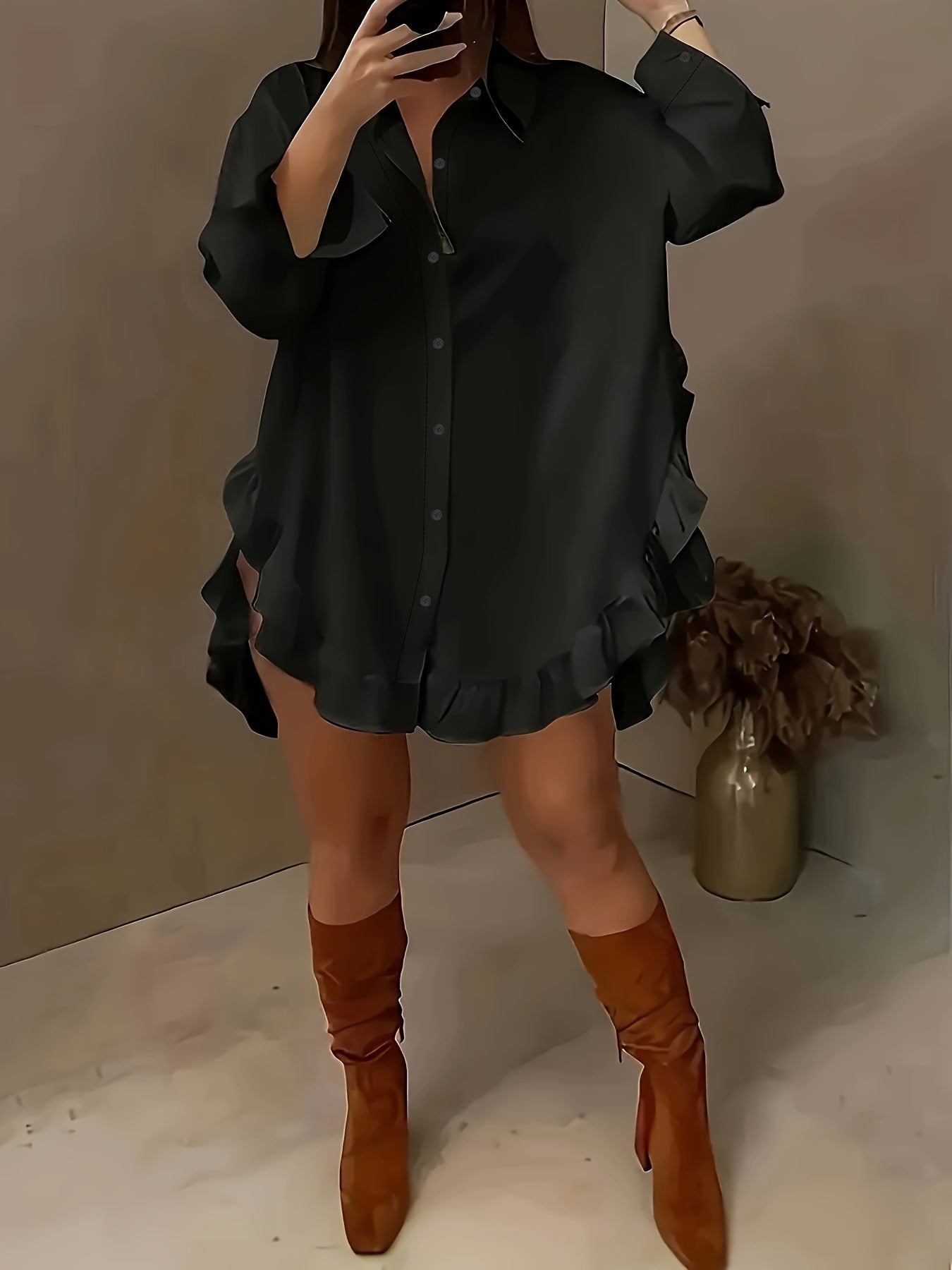 Ruffled loose-fit shirt
