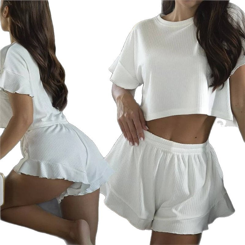 Ribbed Crop Top and Shorts Loungewear
