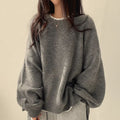 Womens Loose Knit Sweater Lantern Sleeves