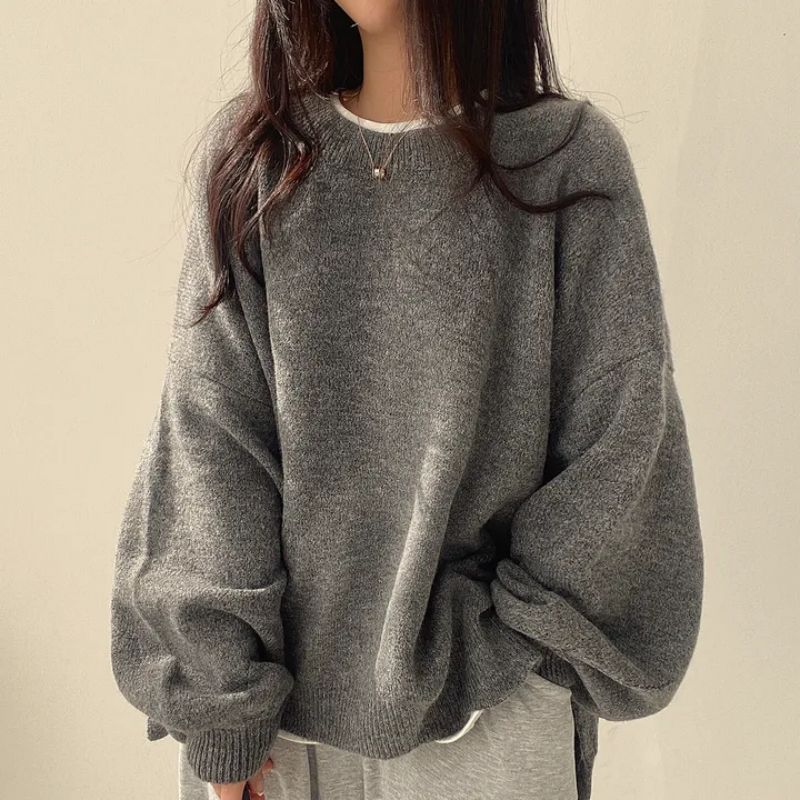 Womens Loose Knit Sweater Lantern Sleeves