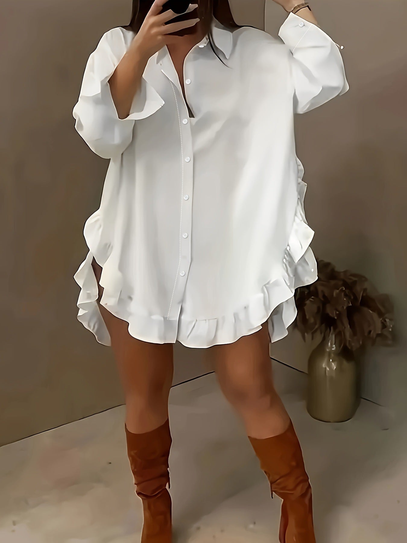Ruffled loose-fit shirt
