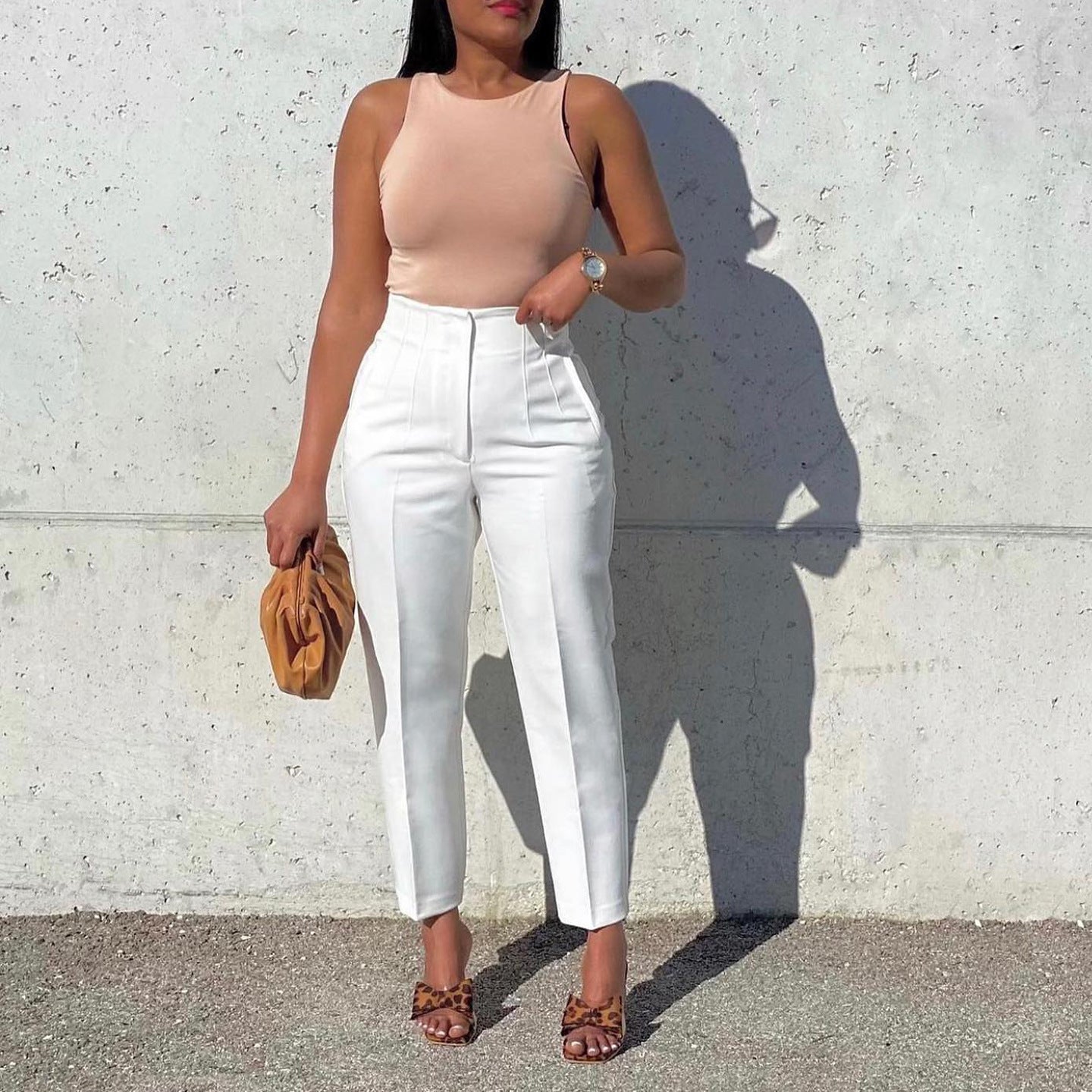 Large Size Fashionable Elegant Casual Slim High-Waisted Trousers