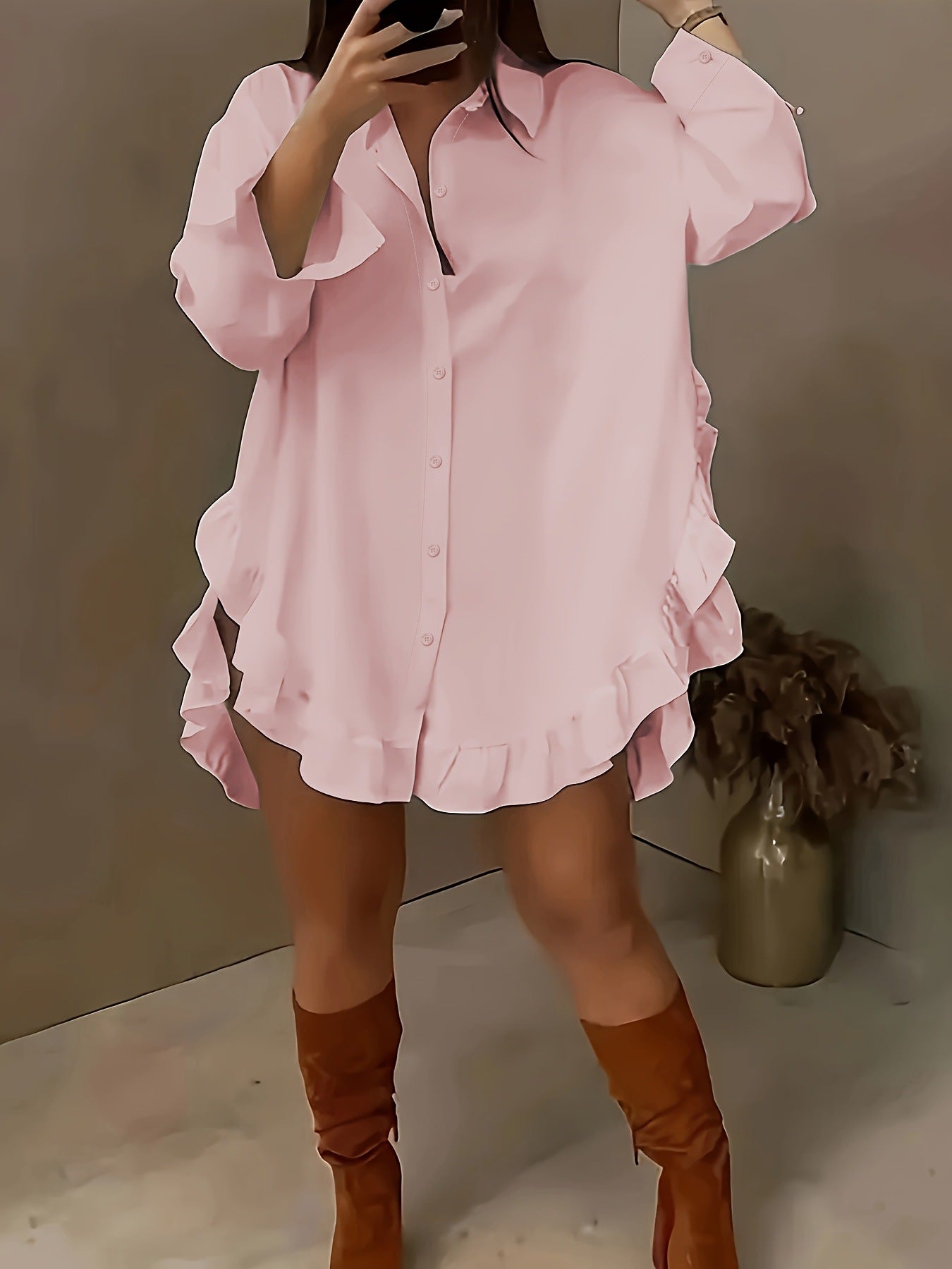 Ruffled loose-fit shirt