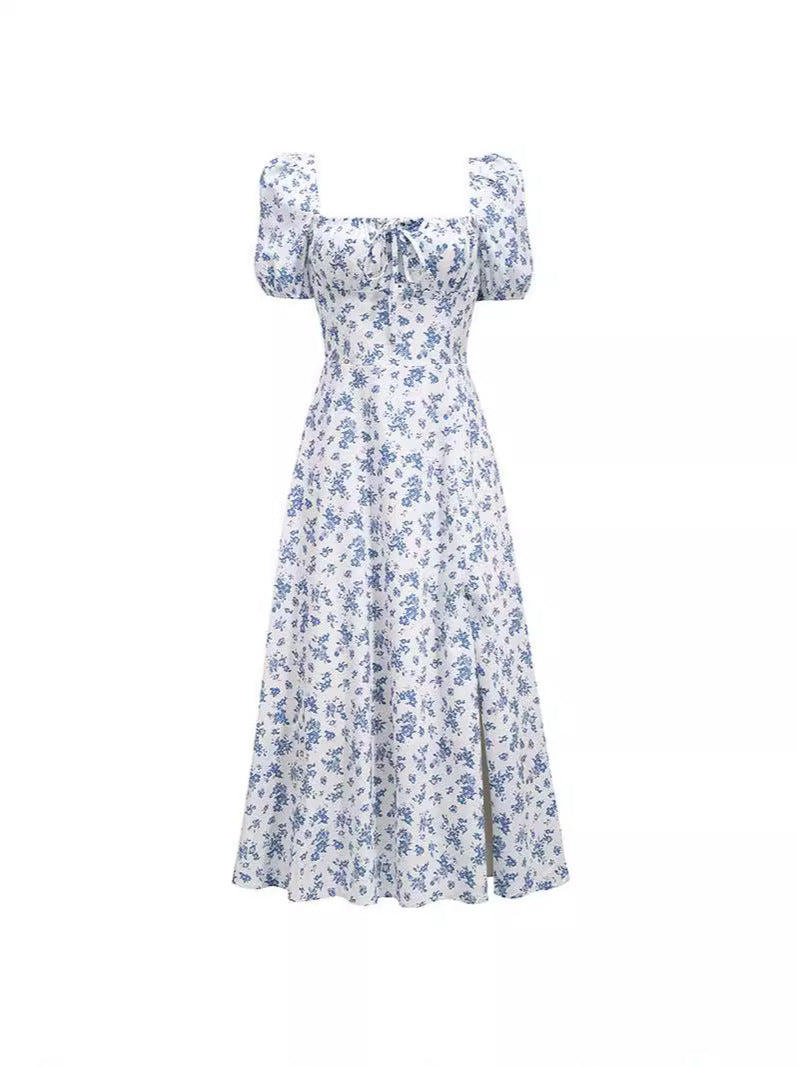 Floral Square Collar Summer Dress