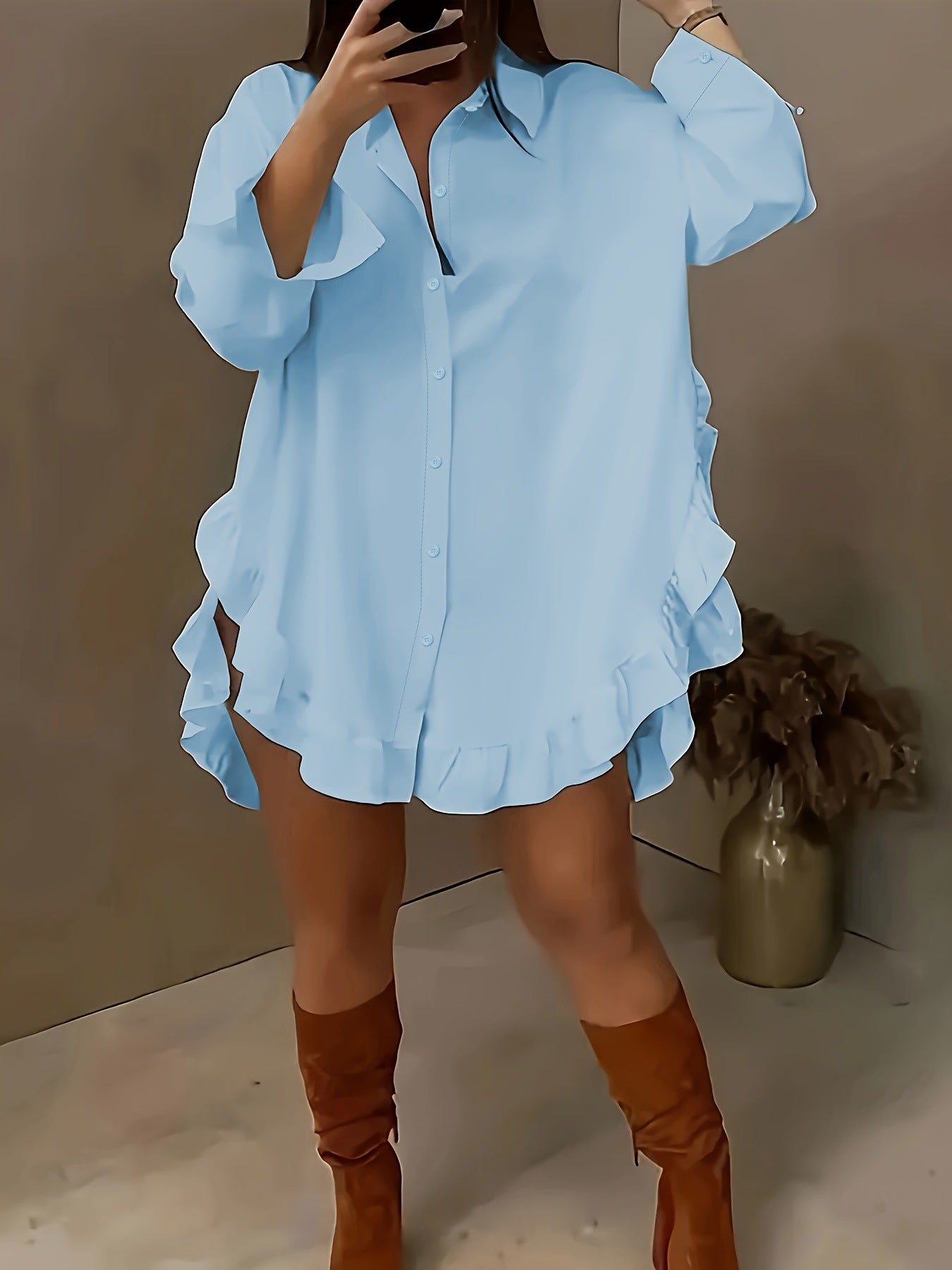 Ruffled loose-fit shirt