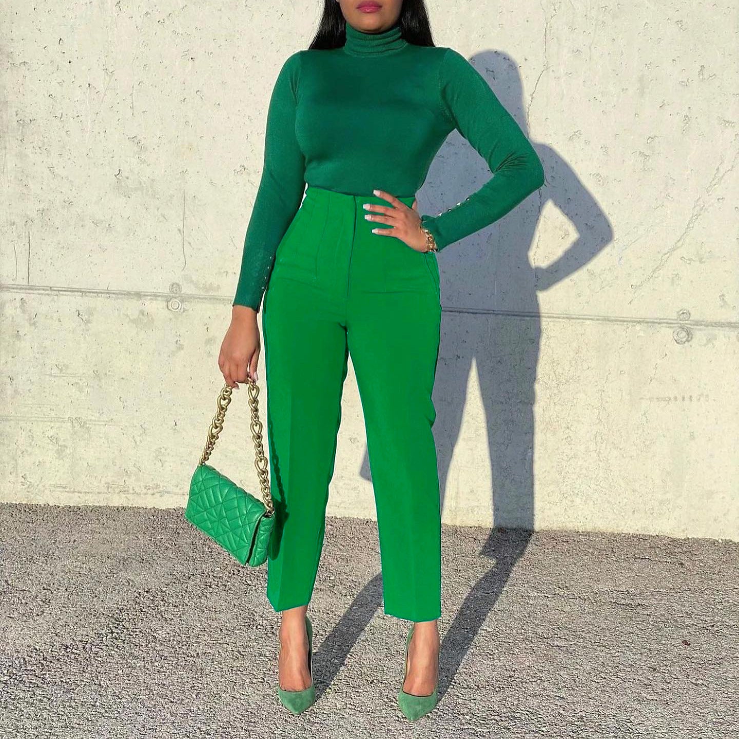 Large Size Fashionable Elegant Casual Slim High-Waisted Trousers