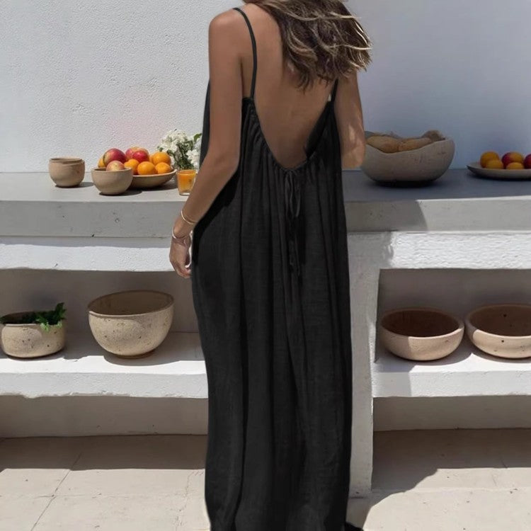 Women's Backless Suspender Dress