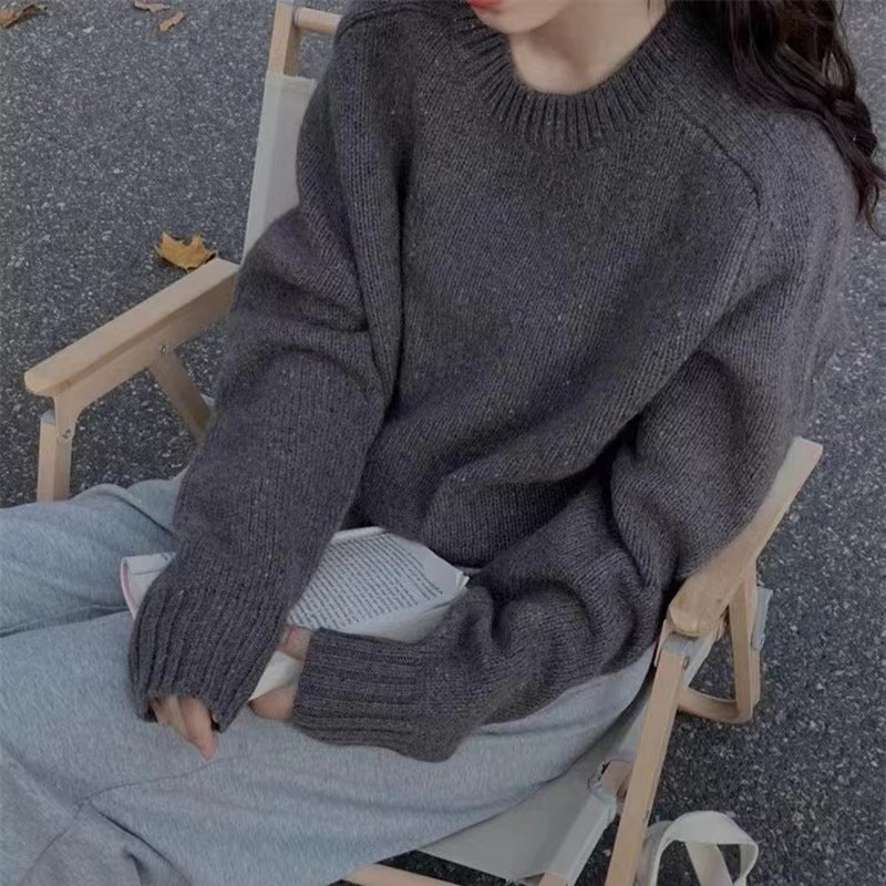 Loose Fit Round Neck Pullover Sweater