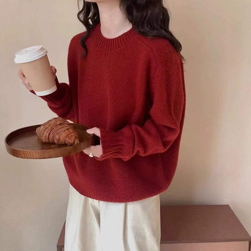 Loose Fit Round Neck Pullover Sweater