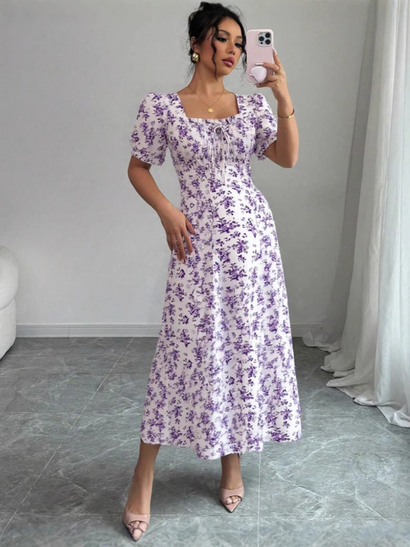 Elegant Ruffle Hem Short Sleeve Dress