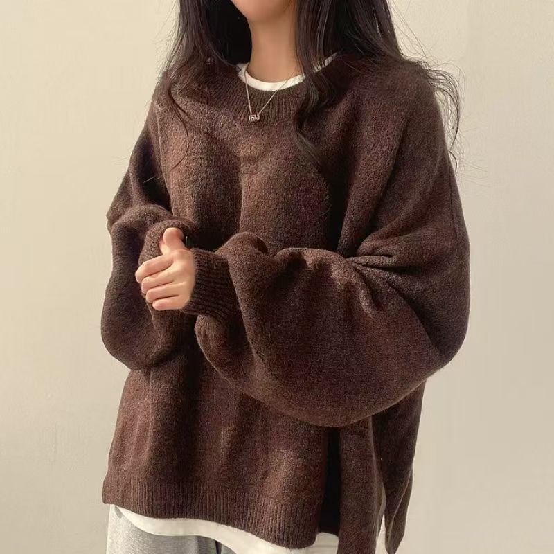 Womens Loose Knit Sweater Lantern Sleeves