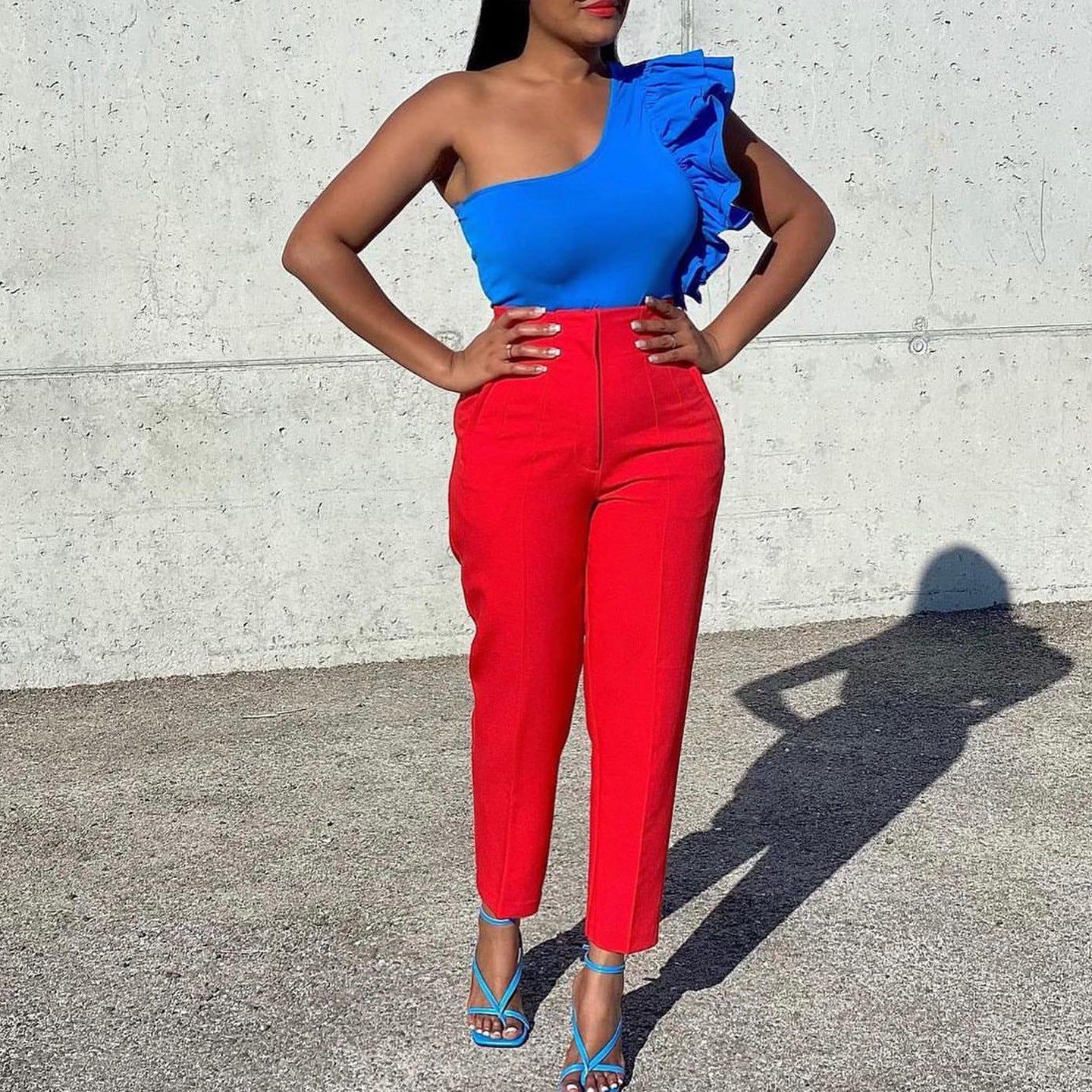 Large Size Fashionable Elegant Casual Slim High-Waisted Trousers