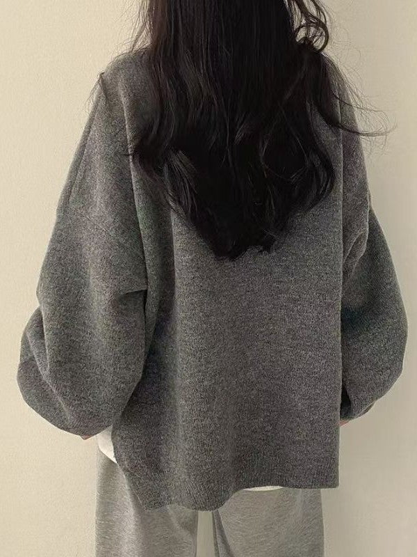 Womens Loose Knit Sweater Lantern Sleeves