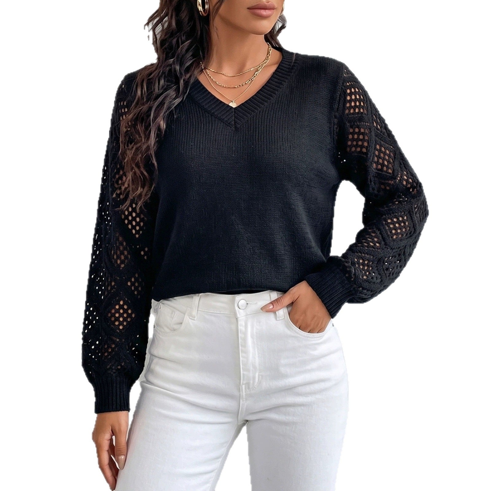 Womens V-Neck Pullover Sweater