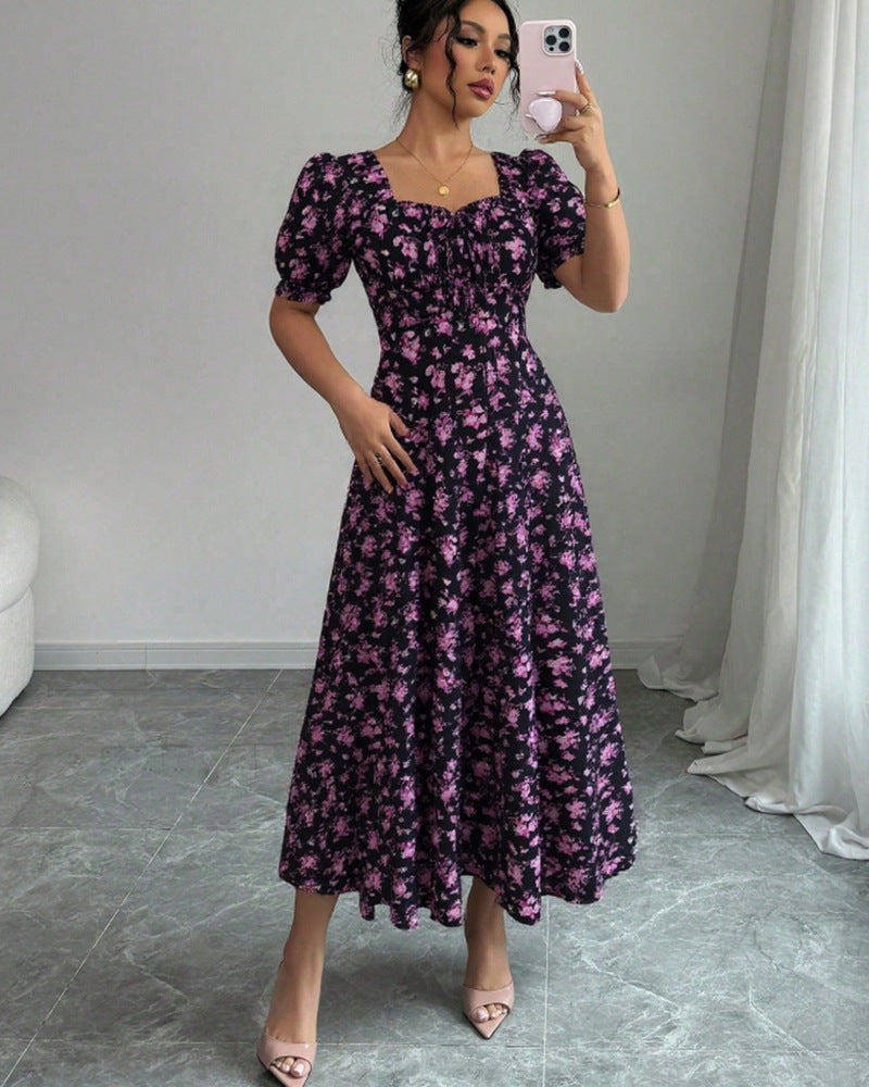 Elegant Ruffle Hem Short Sleeve Dress