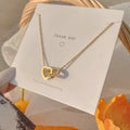 Heart Double Ring Titanium Steel Necklace