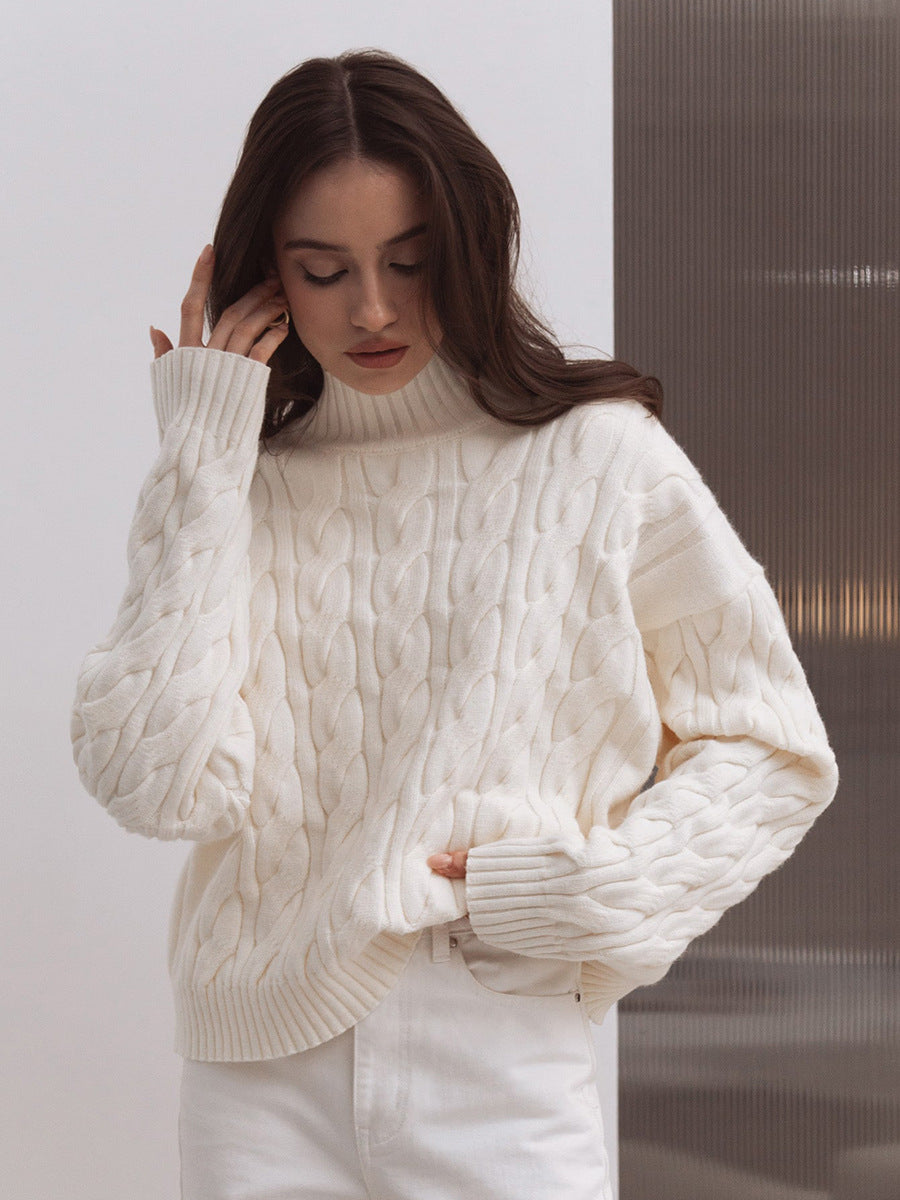 Womens Mock Neck Knit Sweater