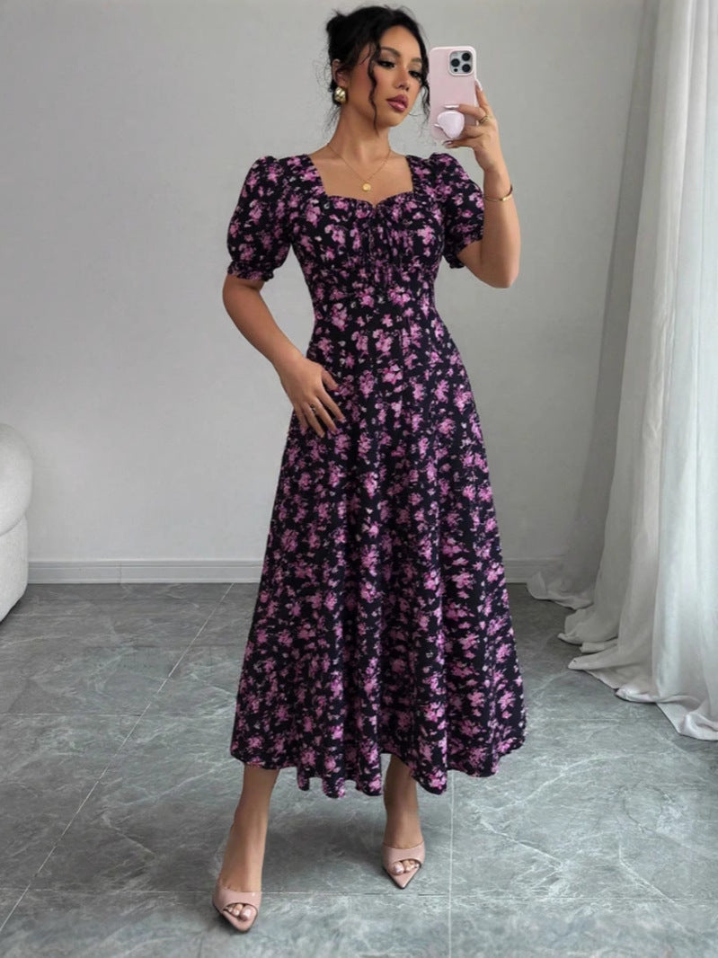 Elegant Ruffle Hem Short Sleeve Dress