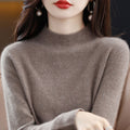 Half High Collar Knitted Sweater Autumn Winter Loose Fit Pullover