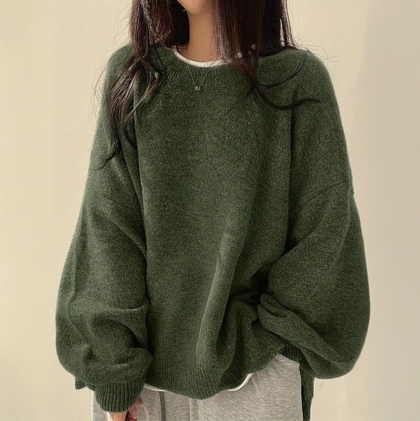 Womens Loose Knit Sweater Lantern Sleeves