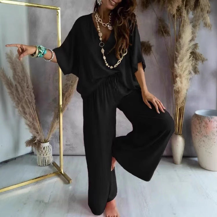 Women's Casual Long Sleeve Top and Pants Set