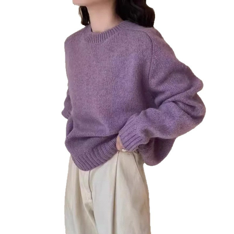 Loose Fit Round Neck Pullover Sweater