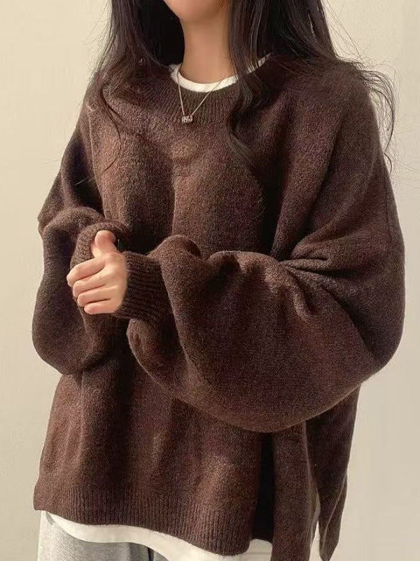 Womens Loose Knit Sweater Lantern Sleeves