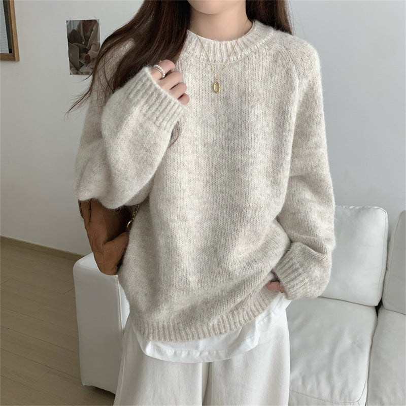 Loose Fit Round Neck Pullover Sweater