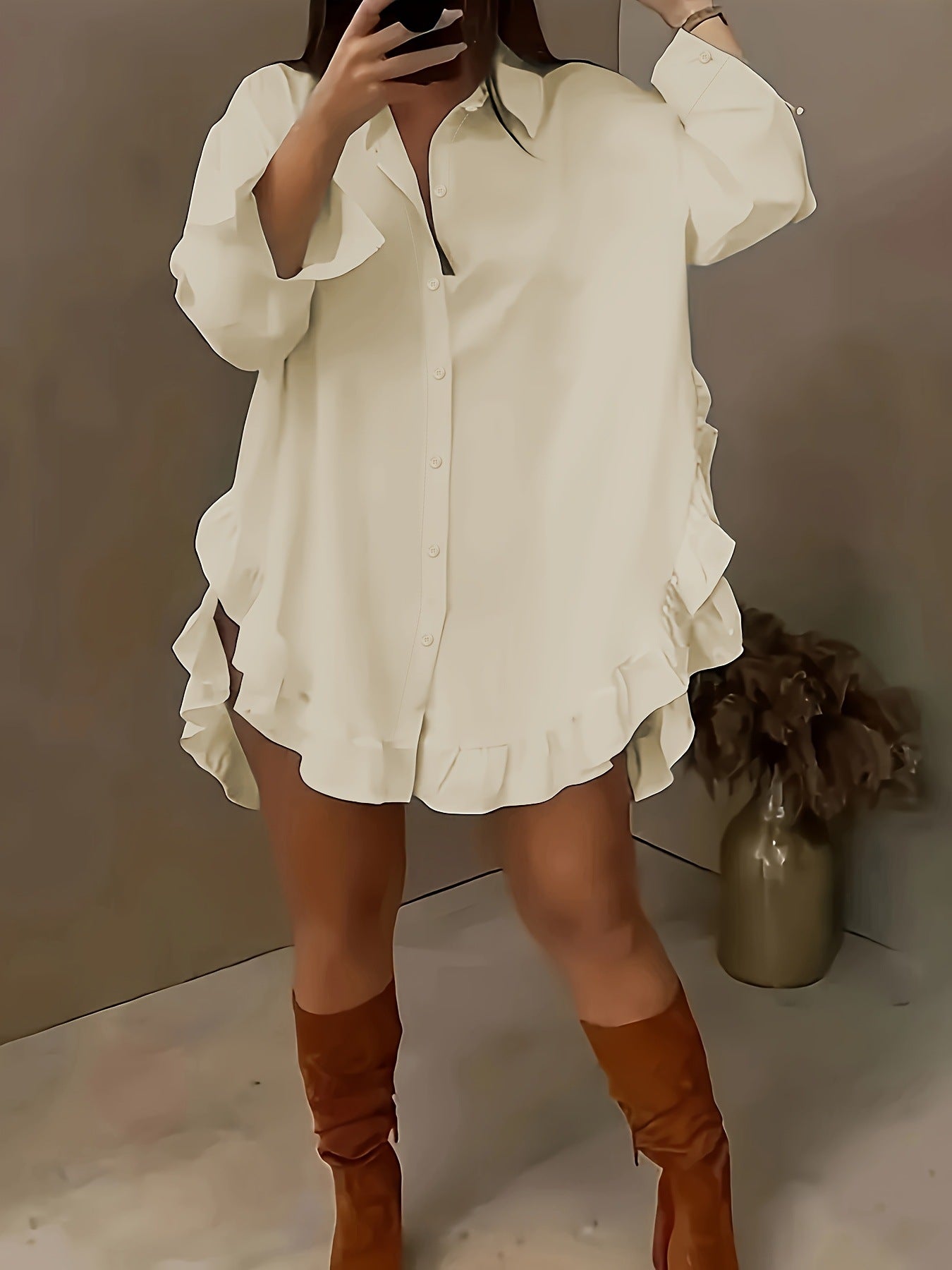 Ruffled loose-fit shirt