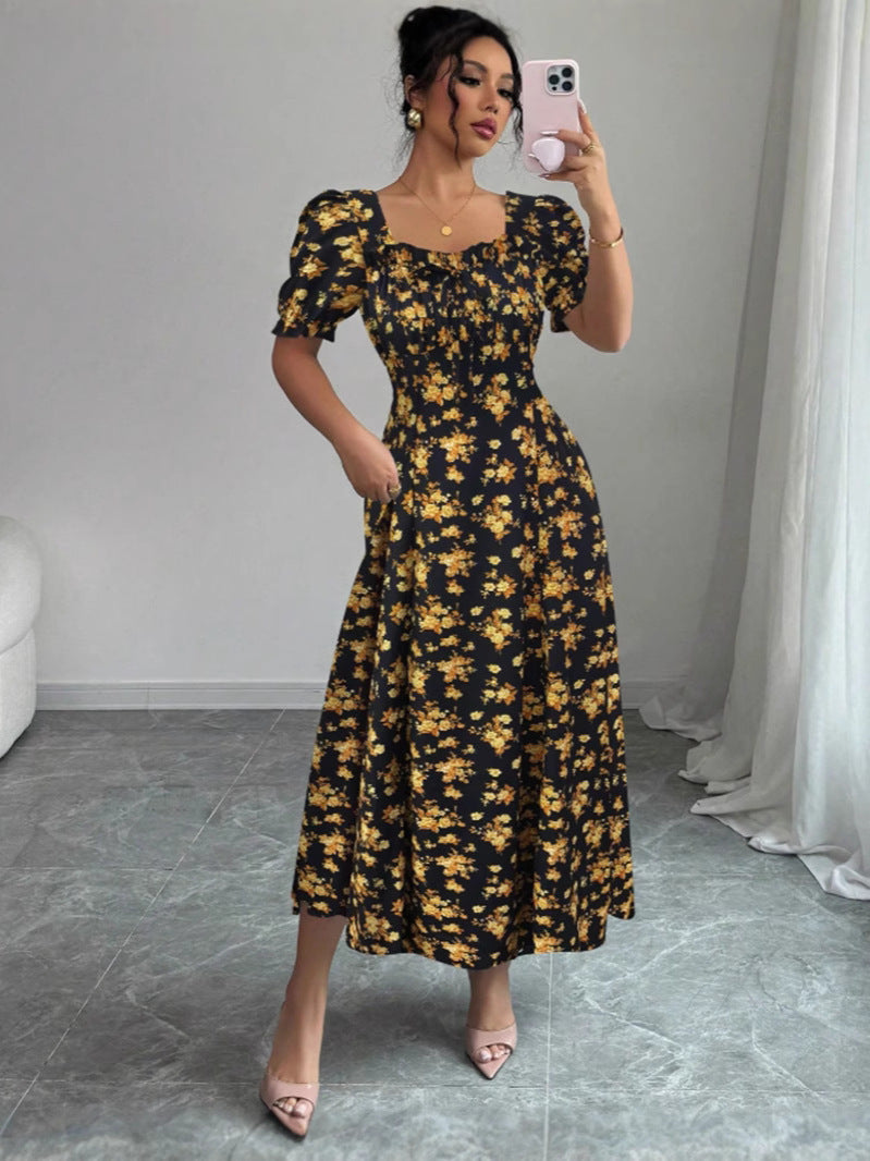 Elegant Ruffle Hem Short Sleeve Dress