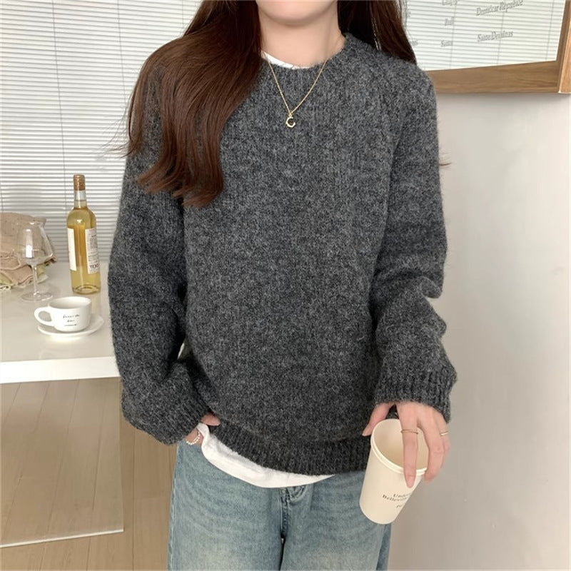 Loose Fit Round Neck Pullover Sweater