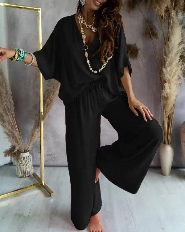 Women's Casual Long Sleeve Top and Pants Set